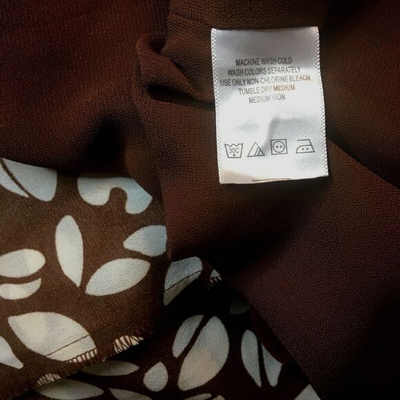 Chadwick Dress 14 P White Brown Floral Strap V Neck Top Sundress Ruffle - Picture 7 of 8